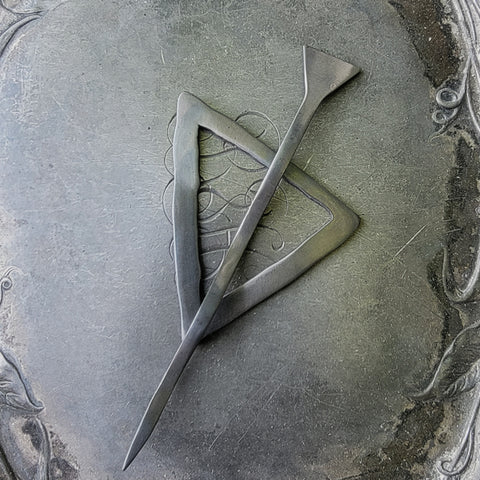 Black Triangle Mid-Century Modern Shawl Pin