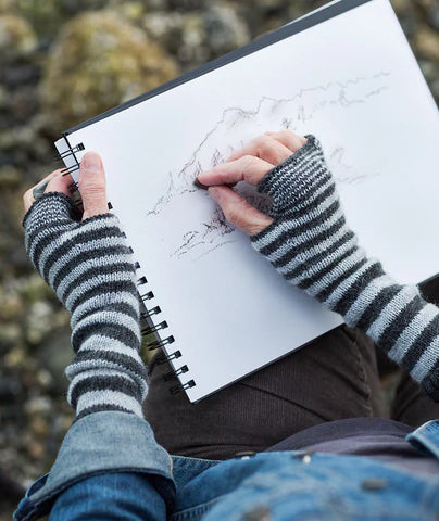 Pattern -  Accelerating Stripes Fingerless Gloves & Cowl