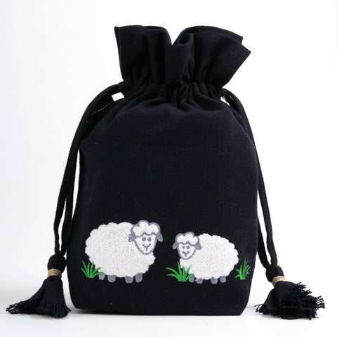 Meadow Drawstring Bag - Black