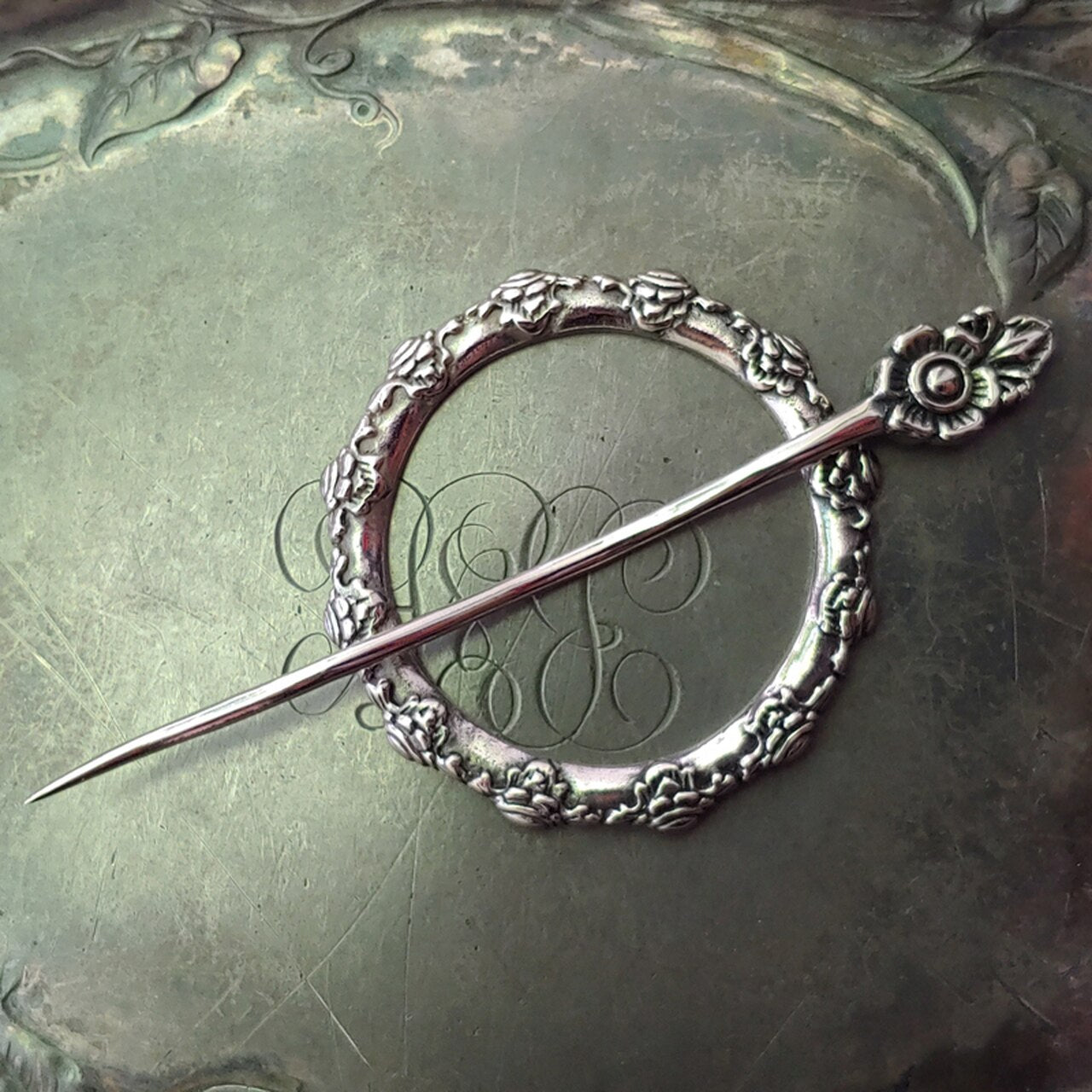 Camellia Garden Shawl Pin