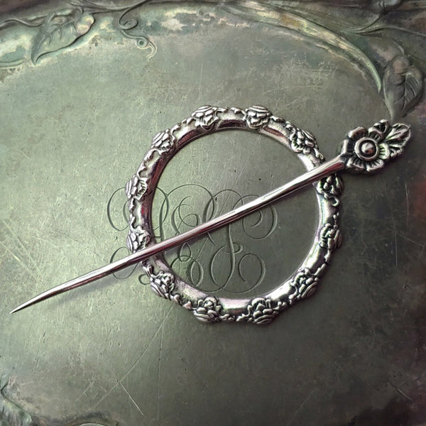 Camellia Garden Shawl Pin
